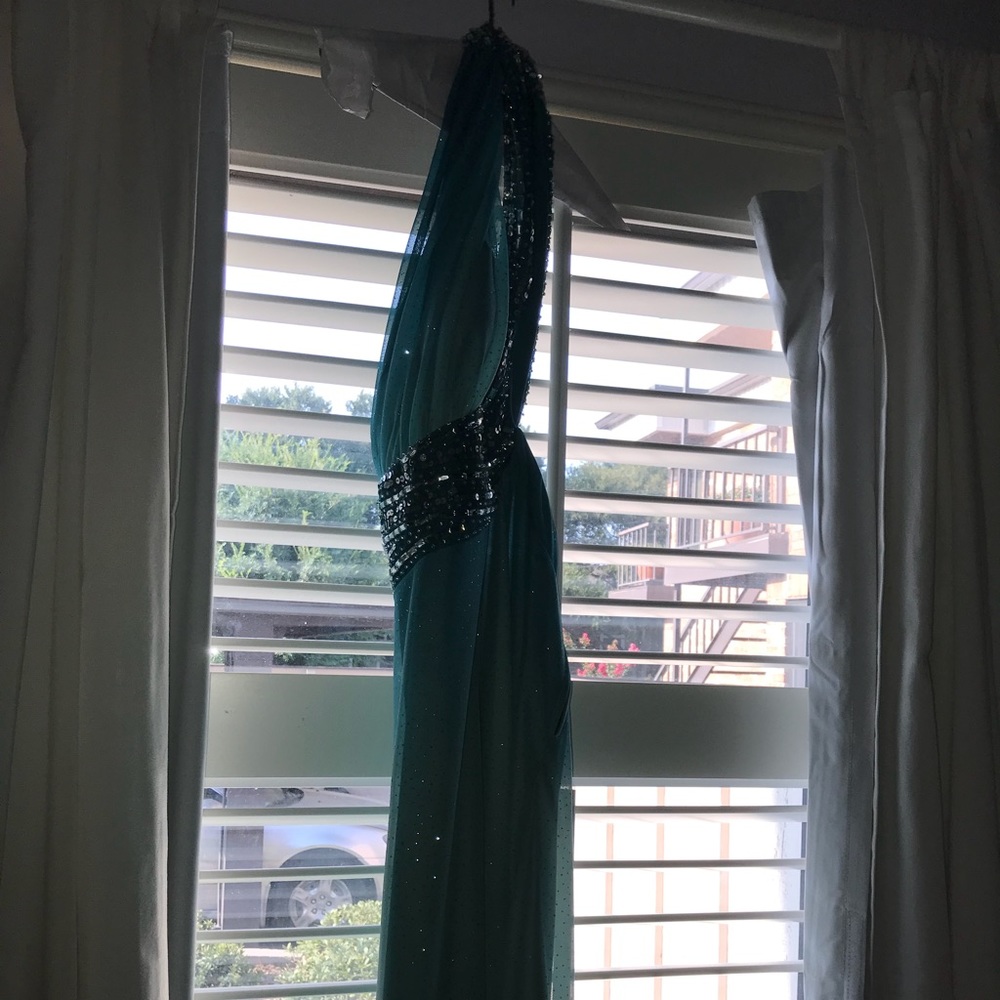 Turquoise beaded gown